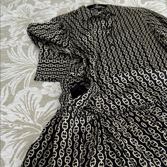 J.Crew Amelia Popover Shirtdress Chain Print Black Gold | NWOT | Size S - Picture 10 of 13